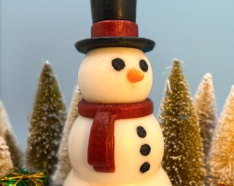 Natural Handcrafted Snowman Soap - Handmade Winter Seasonal Christmas Soap - Organic Decorative Soap