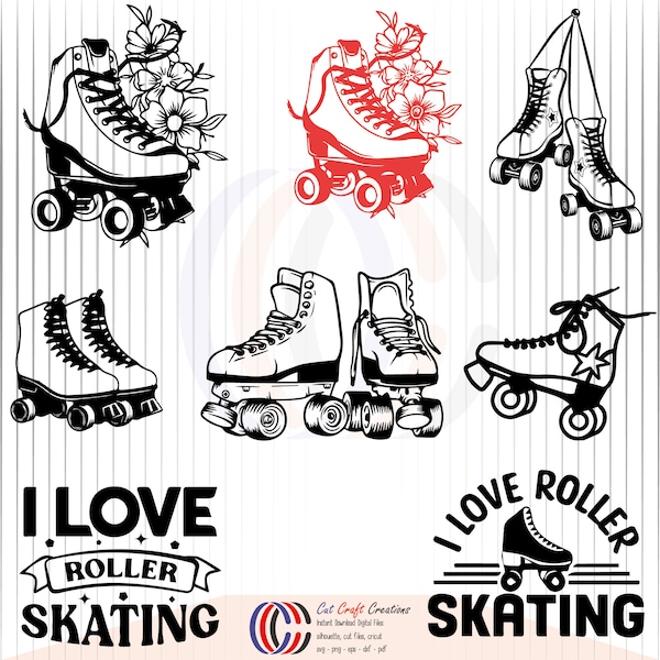 Rolschaatsen SVG bundel, Schaatsen SVG, schaatsen SVG-bestand, Roller Derby, Skate vector, Roller Skate ontwerp, Cricut, Roller Skate clipart