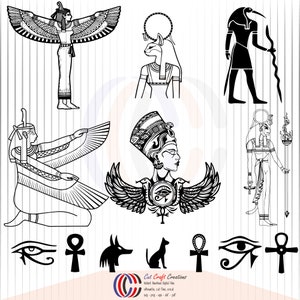 Egyptian Design - Egyptian svg, Egyptian Symbols, Egyptian Clipart, Egypt svg, Egypt Silhouette, Eye of Horus svg, Egypt PNG, Cleopatra
