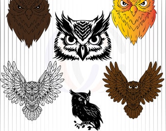 Owl SVG Bundle, Owl SVG, Owl Clipart, Owl PNG, Owl silhouette, Owl face svg, Birds svg, cute owl svg, owl head svg, owl svg files for cricut
