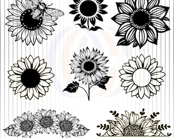 Sunflower SVG, Sunflower Cricut, Sunflower Clipart, Sunflower Cut File, SVG Files for Cricut, Sunflower Silhouette, Flower Svg, Vector, Png