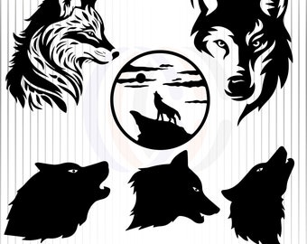 Wolf svg bundle / Howling wolf at moon svg / wild animal svg / Forest animals silhouette svg / Instant Download / Commercial use clipart