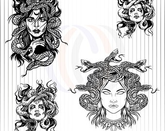 Medusa SVG,DXF,PNG, Medusa Head svg, Medusa Cut File for Cricut, Medusa Gorgona svg, Greek Mythology svg, Medusa Shirt svg -Digital Download