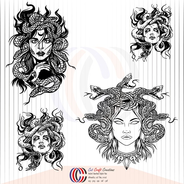 Medusa SVG,DXF,PNG, Medusa Head svg, Medusa Cut File for Cricut, Medusa Gorgona svg, Greek Mythology svg, Medusa Shirt svg -Digital Download