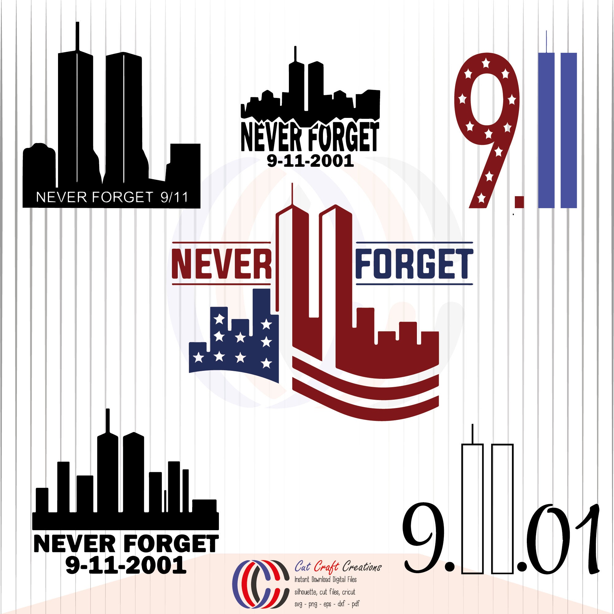 Never Forget SVG, PNG, Digital Download File Cuttables, New York Svg , 9/11 Svg , Twin Towers Svg , High Rise Svg , Memorial, September 11