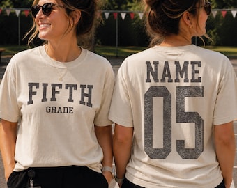 Custom Teacher Team Shirts, Comfort Colors Name Number Back to School Tee, Grade Level Gift, First Second Third Fourth Fifth Grade