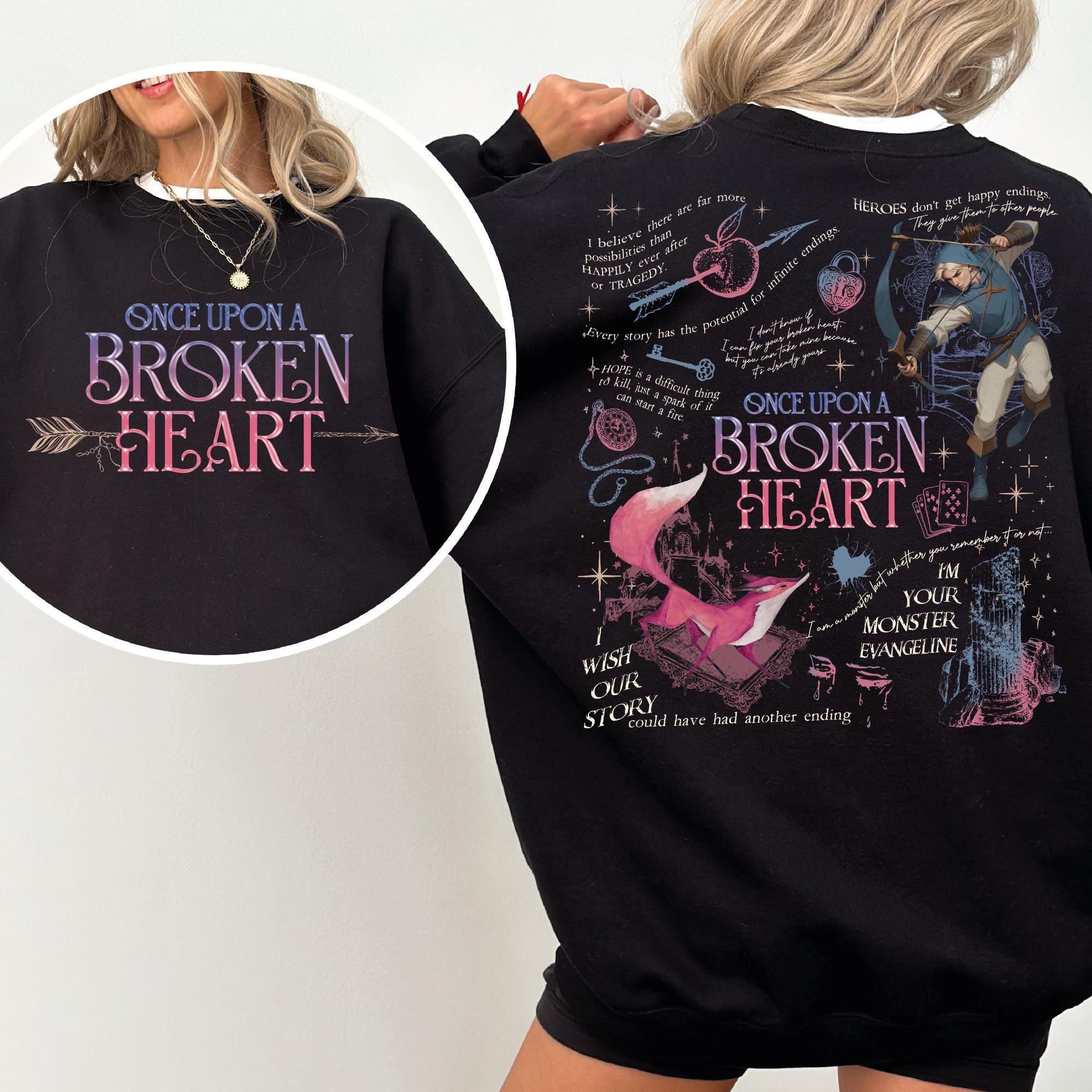Black Hoodie Broken Heart Sweatshirt - Etsy
