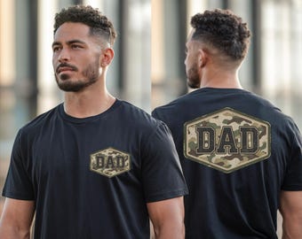 Comfort Colors Camouflage Dad Shirt, Duck Camo Father’s Day Gift, Retro Varsity Classic Dad Shirt