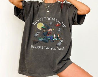 Comfort Colors® There's Room On My Broom Shirt, Halloween Witch Shirt, Spooky Season Tee, Halloween Gift, Witchy Graphic T-Shirt, CRT085