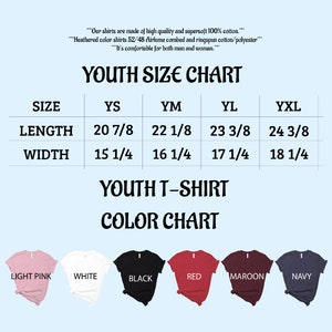 the youth size chart for a youth's t - shirt