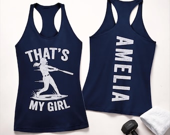 Custom That's My Girl Softball Mom Racerback Tank Top, Gift for Baseball Mama, Grandma