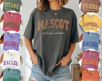 Comfort Colors Custom Mascot Shirt, School Spirit Back To School Tee, Game Day Team Logo Mascot T-Shirt