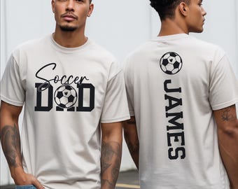 Comfort Colors Custom Soccer Dad Shirt With Kid Name, Personalized Daddy Gift, Uncle, Grandpa