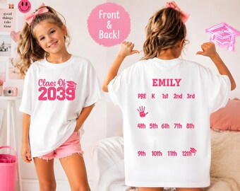 Class Of 2038 Handprint Shirt, First Day of School Tee, Class Of 2039,Grow With Me 2040 Graduation Photo Day