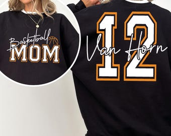 Basketball Mom Custom Name and Number Sweatshirt, Game Day Personalized Basketball Team Sweater