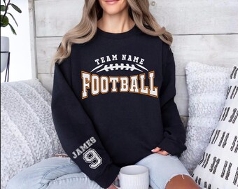 Custom Football Team Name & Number Sweatshirt, Football Mom Sweatshirt, Football Team Sweatshirt, High School Football Cheer Sweatshirt