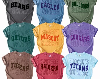 Comfort Colors Custom Mascot Shirt, School Spirit Tee, Back To School Gift, Game Day School Logo Gift, Team Mascot