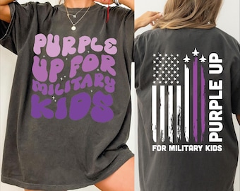 Purple Up For Military Kids Comfort Colors Shirt, Military Kids American Flag Gift Shirt, Purple Up Day Shirt For Military Mom, CRT488