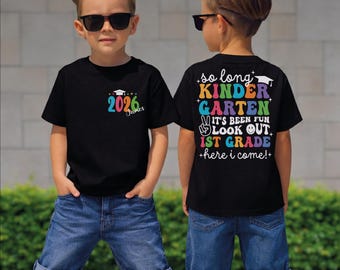 Camiseta personalizada de graduación de jardín de infantes, camiseta del último día de clases, camiseta a juego "Hasta luego, jardín de infantes"