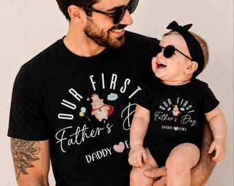 Custom Our First Father's Day Shirt, Father and Son Matching Tee, Dad and Me, 1st Fathers Day Gift