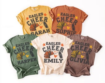 Comfort Colors Custom Cheer Mascot Shirt, Cheer Mom with Name Tee, Team Colors Cheer Squad Matching