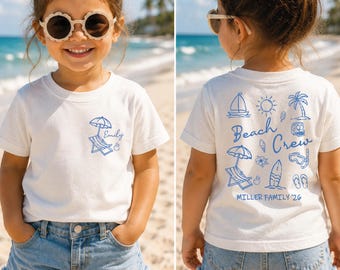 Custom Beach Crew Tee, Family Summer Vacation Shirt, Kids Beach Party Tee, Summer Trip Group Matching