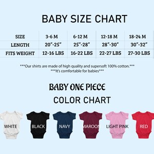 a baby onesuit size chart with different colors