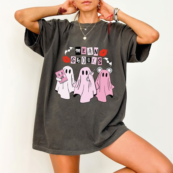 Comfort Colors® Funny Mean Ghouls Shirt, Halloween Pink Lover Shirt, Pink Ghost Shirt, Halloween Cute Ghost Sweatshirt, CRT084