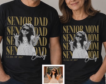 Comfort Colors Custom Photo Senior Mom Shirt, Class Of 2027 Senior Dad Gift, Family Graduation Tee