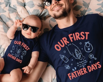 Our First Father's Day Shirt, Custom Father and Son Matching Tee, Dad and Me, 1st Fathers Day Gift