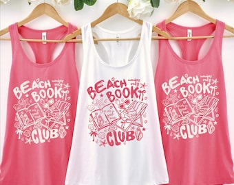 Beach Book Club Racerback, Trending Book Lover Tank Top, Summer Reading Gift