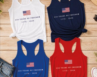 Patriotic USA Flag Racerback, America 250th Anniversary Tank Top, 4th of July Gift