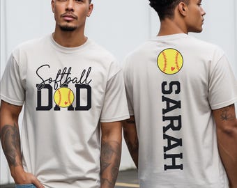 Comfort Colors Softball Dad Shirt, Custom Fathers Day Gift, Game Day Daddy Tee, Softball Fan Team