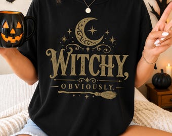 Comfort Colors Witchy Obviously Shirt, Funny Witch Halloween Tee, Minimalist Witchy Spooky Season Sarcastic Gift
