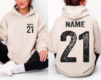Personalized Name & Number Game Day Sweatshirt, Custom Custom Mascot School Hoodie, School Team Gift