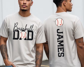 Custom Baseball Dad Shirt With Kids Name, Personalized Daddy Tee, Fathers Day Gift