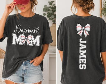 Personalize Baseball Mom Shirt, Baseball Mama Gift Custom Kids Name