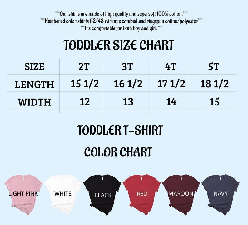 a child's t - shirt sizes chart for each child