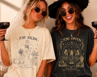 Comfort Colors Witchy Bachelorette Party Shirt, Gothic Celestial Bride & Coven Tee, Bridesmaid Gift