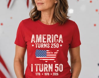 Comfort Colors Custom 50th Birthday Shirt, America Turns 250 Tee, 1976 Patriotic Birthday Gift, 2026 1976 USA Anniversary