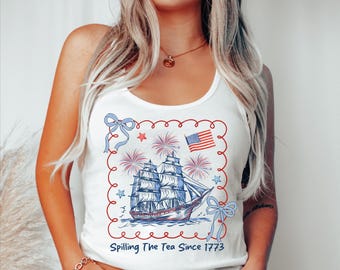 Spilling The Tea Since 1773 Racerback Tank Top, Funny History Teacher History Lover Gift, American History
