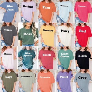 a group of women wearing different colored tops