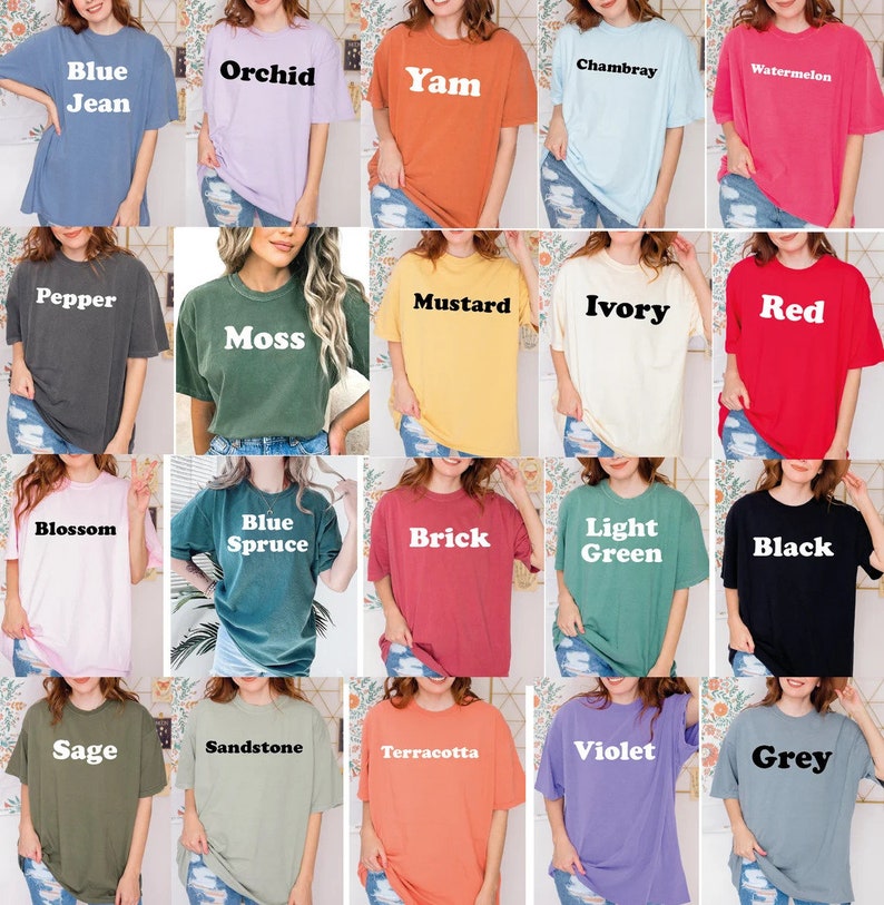 a group of women wearing different colored tops
