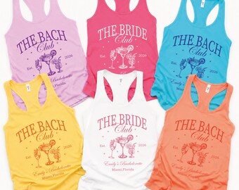 Camiseta sin mangas estilo racerback de The Bach Club, camiseta sin mangas personalizada para despedida de soltera, camisas de cóctel de lujo para bodas y fiestas nupciales.