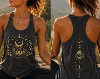 Lotus Yoga Tank Top, Cool Lotus Flower Yoga Gift, Yoga Instructor Racerback