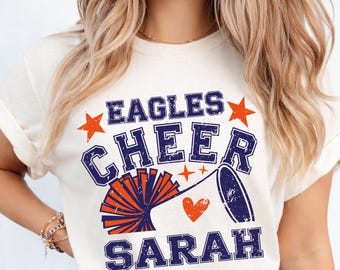 Comfort Colors Custom Cheer Mascot Shirt, Cheer Mom with Name Tee, Team Colors Cheer Squad Matching