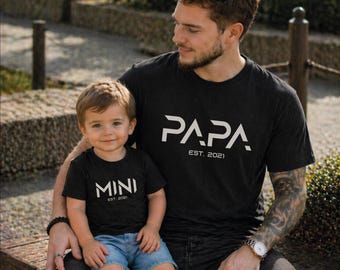 Personalized Papa Mini Shirt, Dad and Child Matching Tee, Father's Day Gift, Daddy and Me TShirt