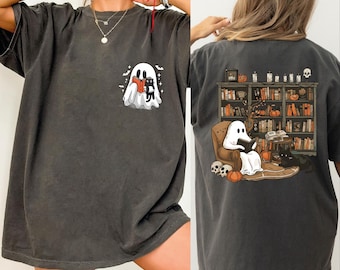 Retro Ghost Reading Books Shirt, Librarian Halloween Shirt, Halloween Teacher Shirt, Halloween Shirt, Halloween Teacher Gift