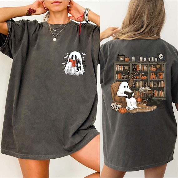 Retro Ghost Reading Books Shirt, Librarian Halloween Shirt, Halloween Teacher Shirt, Halloween Shirt, Halloween Teacher Gift