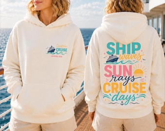 Custom Family Cruise Trip Sweatshirt and Hoodie: Matching Vacation Ship Waves Sun Rays